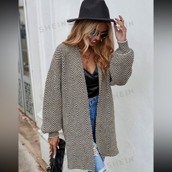 Open front chevron cardigan - Picture 3 of 5